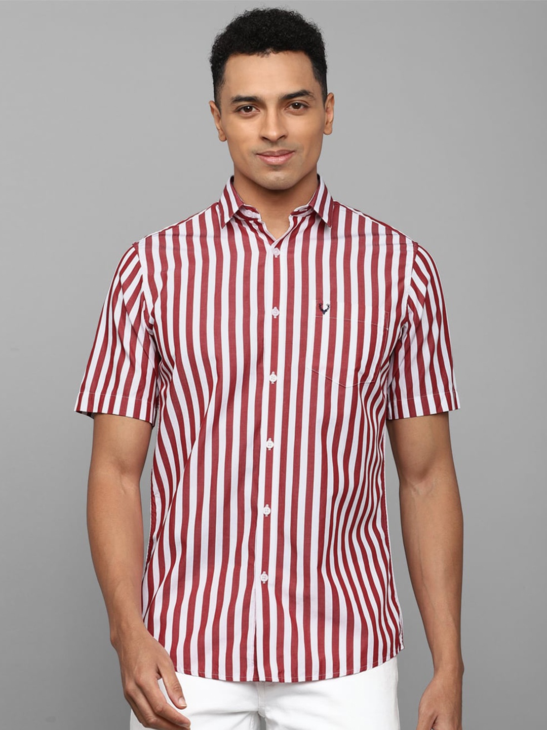 

Allen Solly Striped Pure Cotton Slim Fit Casual Shirt, Maroon