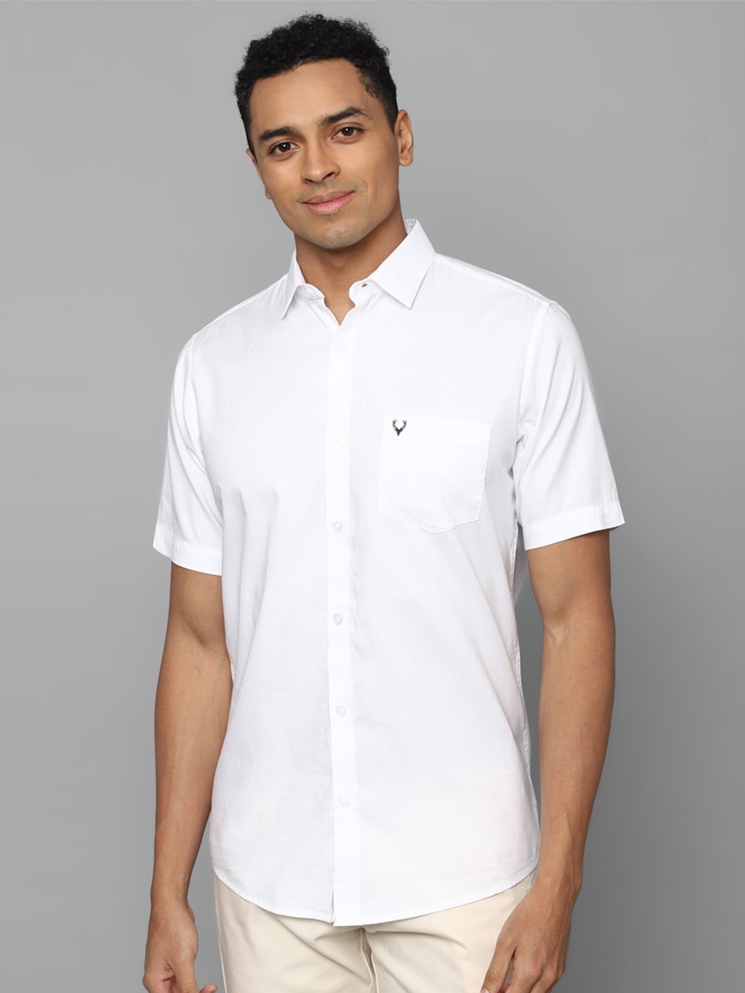 

Allen Solly Pure Cotton Slim Fit Short Sleeves Casual Shirt, White