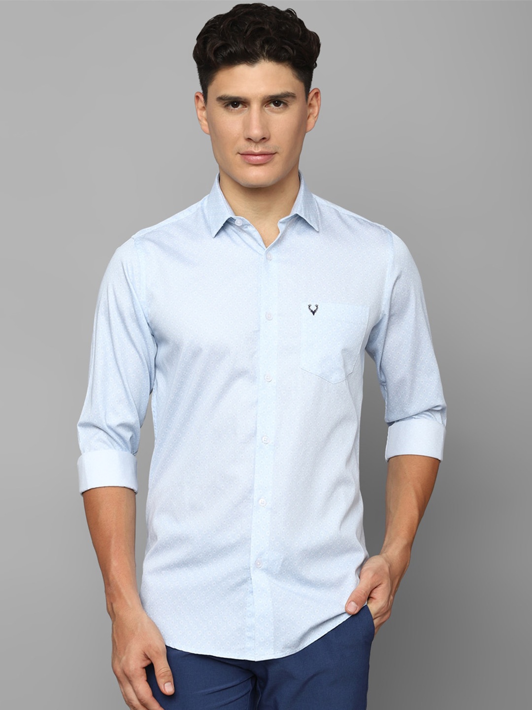 

Allen Solly Micro Ditsy Printed Slim Fit Cotton Casual Shirt, Blue