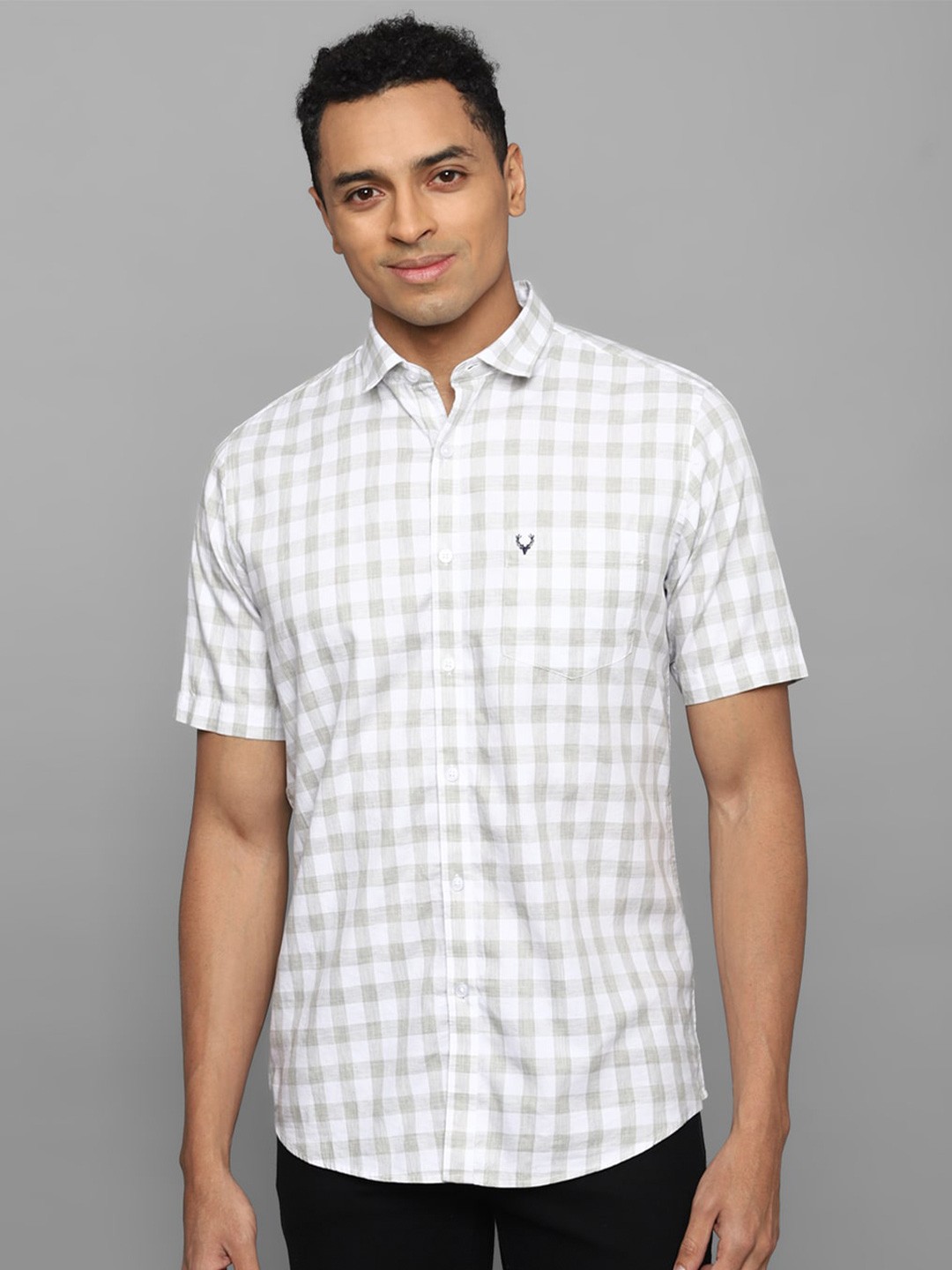 

Allen Solly Slim Fit Gingham Checks Checked Pure Cotton Casual Shirt, White