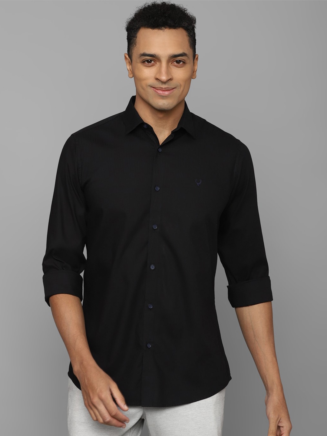 

Allen Solly Spread Collar Pure Cotton Slim Fit Casual Shirt, Black