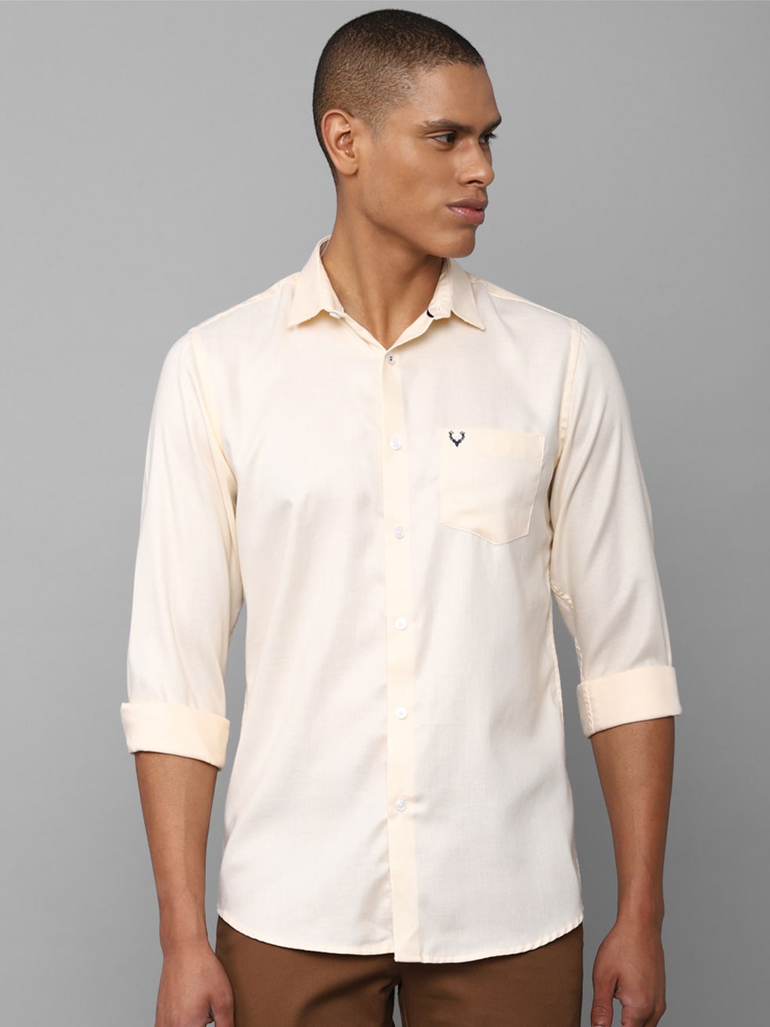 

Allen Solly Spread Collar Slim Fit Cotton Casual Shirt, Cream