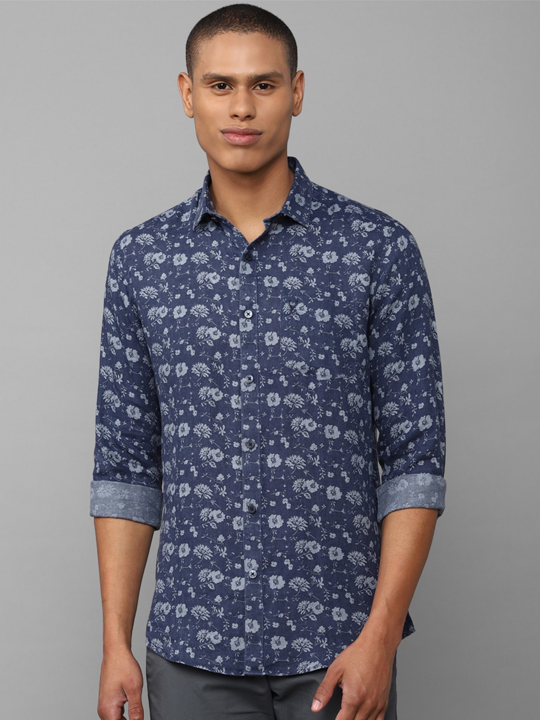 

Allen Solly Floral Printed Pure Linen Slim Fit Opaque Casual Shirt, Blue