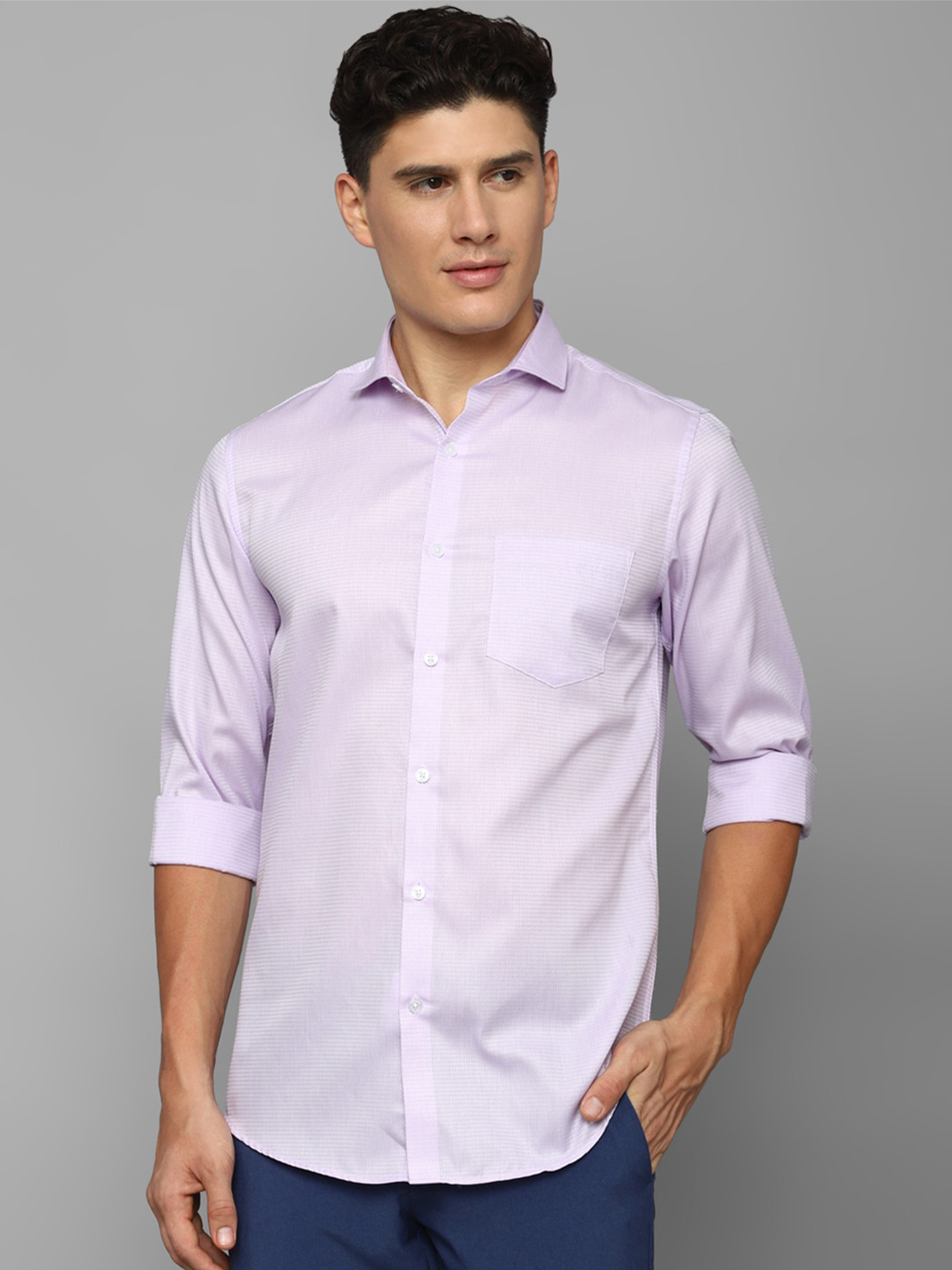 

Allen Solly Spread Collar Slim Fit Opaque Pure Cotton Casual Shirt, Purple