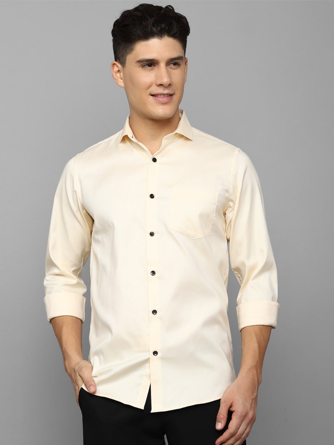 

Allen Solly Slim Fit Spread Collar Pure Cotton Casual Shirt, Cream