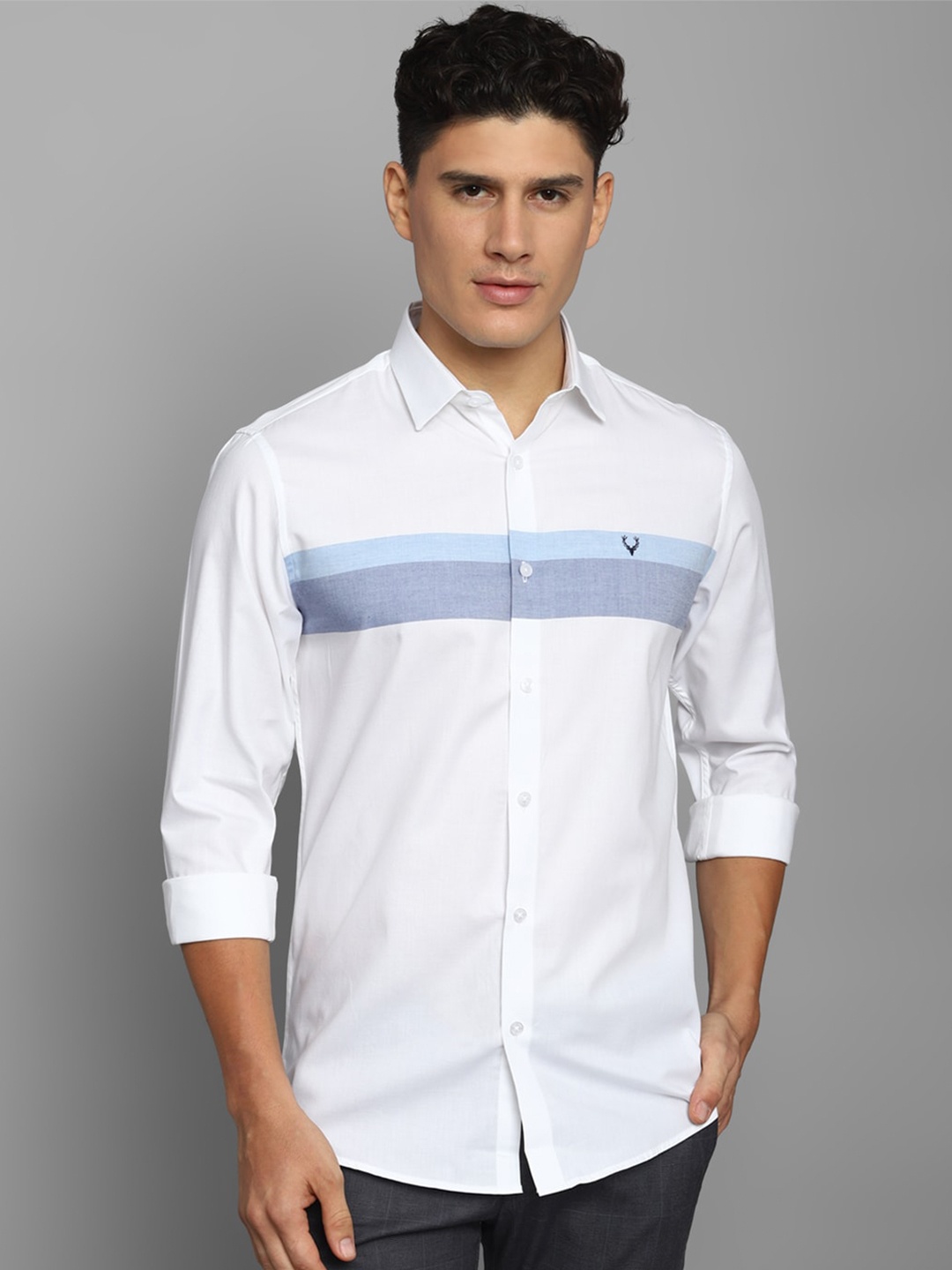 

Allen Solly Striped Pure Cotton Slim Fit Opaque Casual Shirt, White
