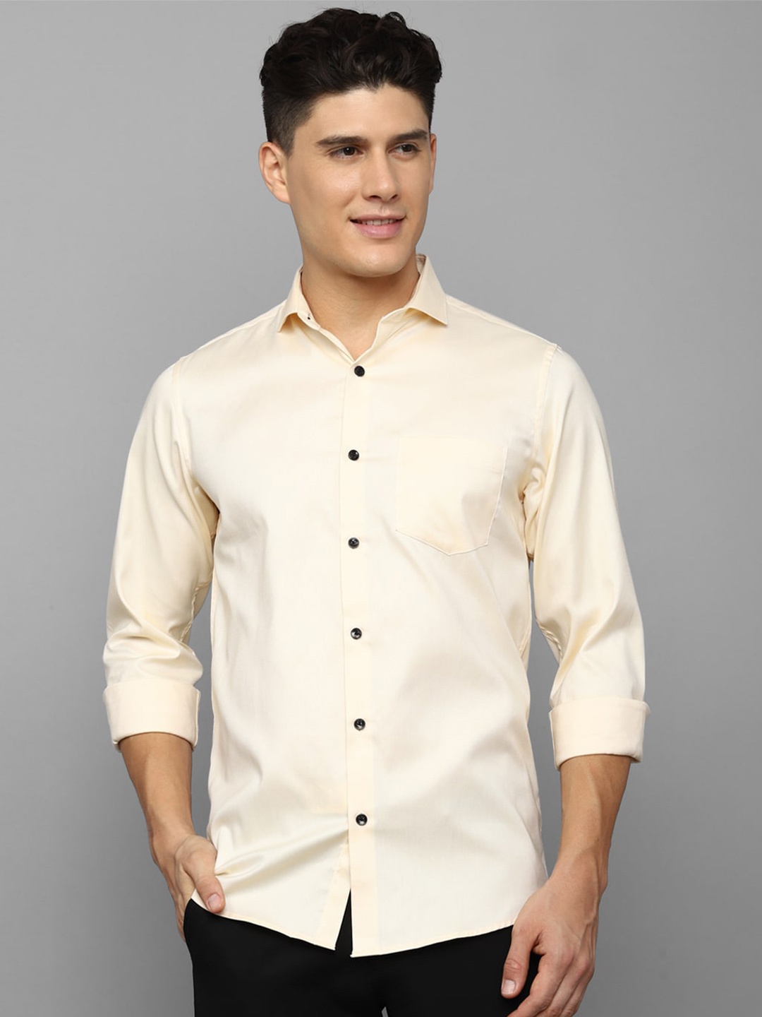 

Allen Solly Long Sleeves Slim Fit Pure Cotton Casual Shirt, Cream