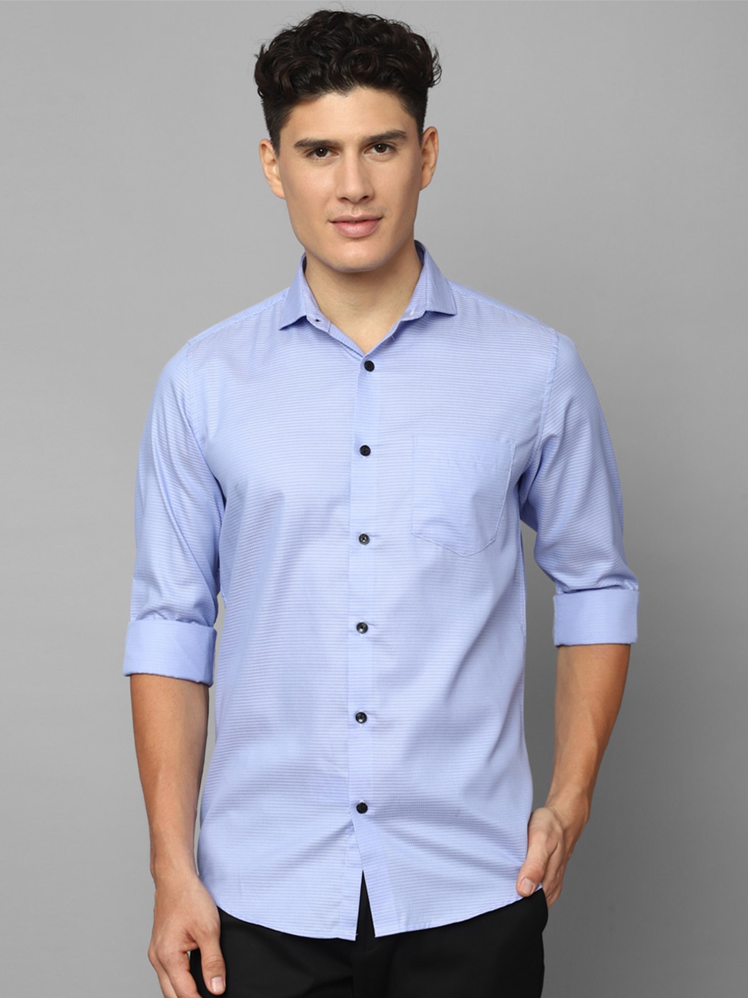 

Allen Solly Spread Collar Slim Fit Opaque Pure Cotton Casual Shirt, Blue