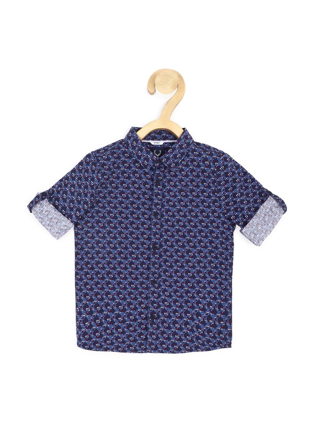 

Allen Solly Junior Boys Printed Slim Fit Floral Opaque Pure Cotton Casual Shirt, Navy blue