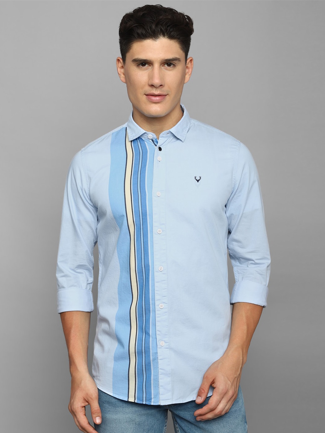 

Allen Solly Sport Men Opaque Striped Pure Cotton Casual Shirt, Blue