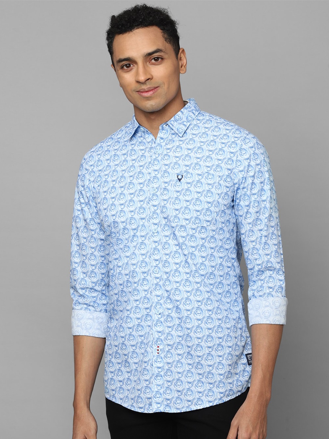 

Allen Solly Sport Abstract Printed Opaque Casual Pure Cotton Shirt, Blue