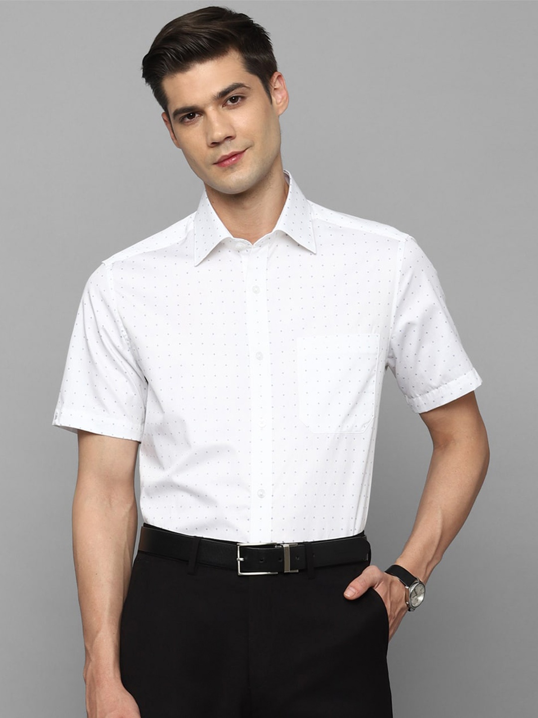 

Louis Philippe Opaque Printed Cotton Formal Shirt, White