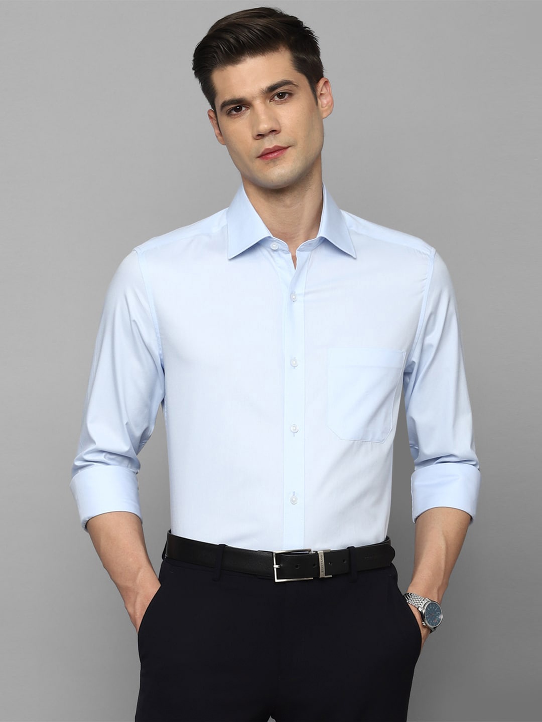 

Louis Philippe Men Cotton Opaque Formal Shirt, Blue