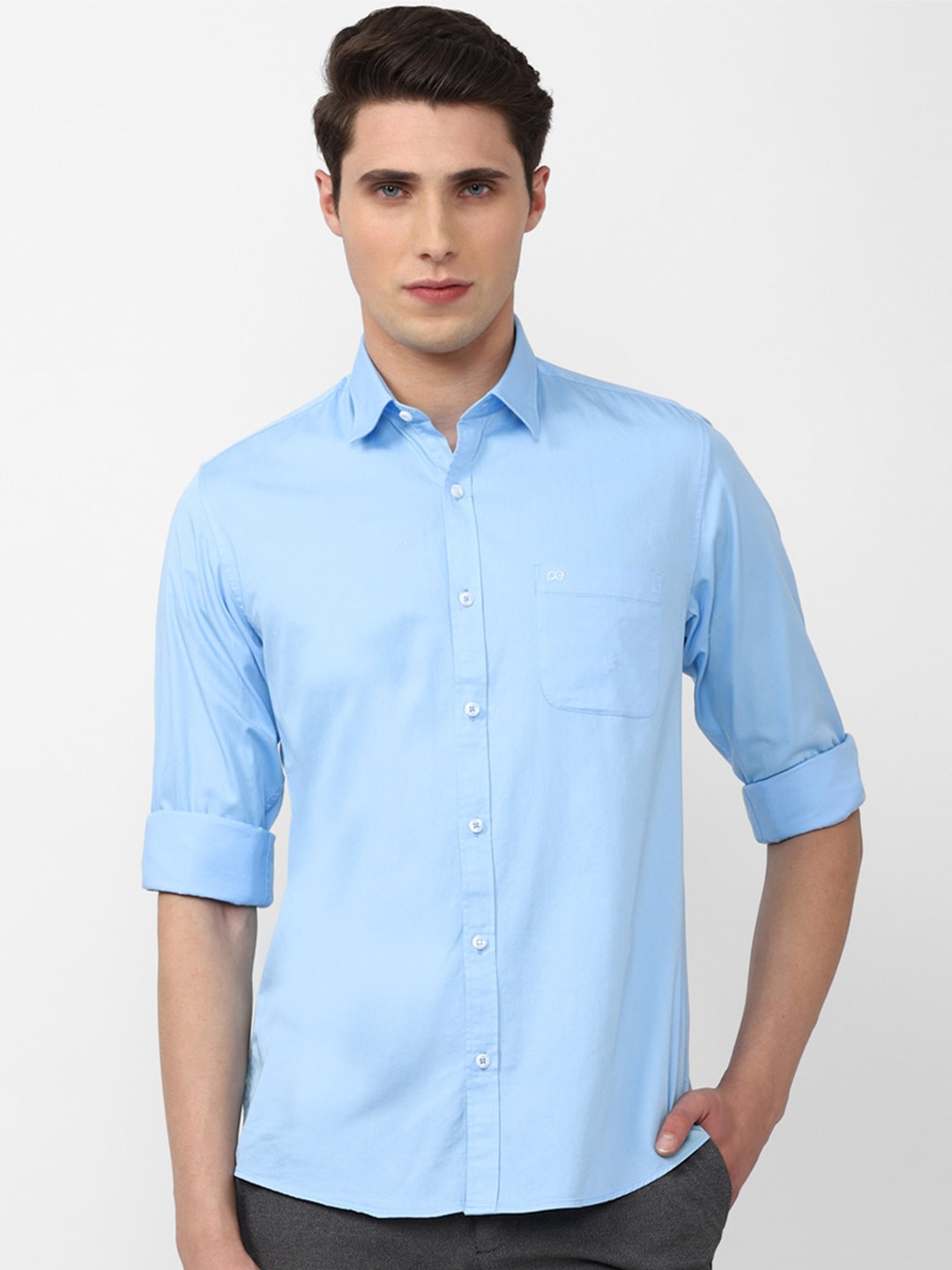 

Peter England Casuals Slim Fit Opaque Casual Cotton Shirt, Blue