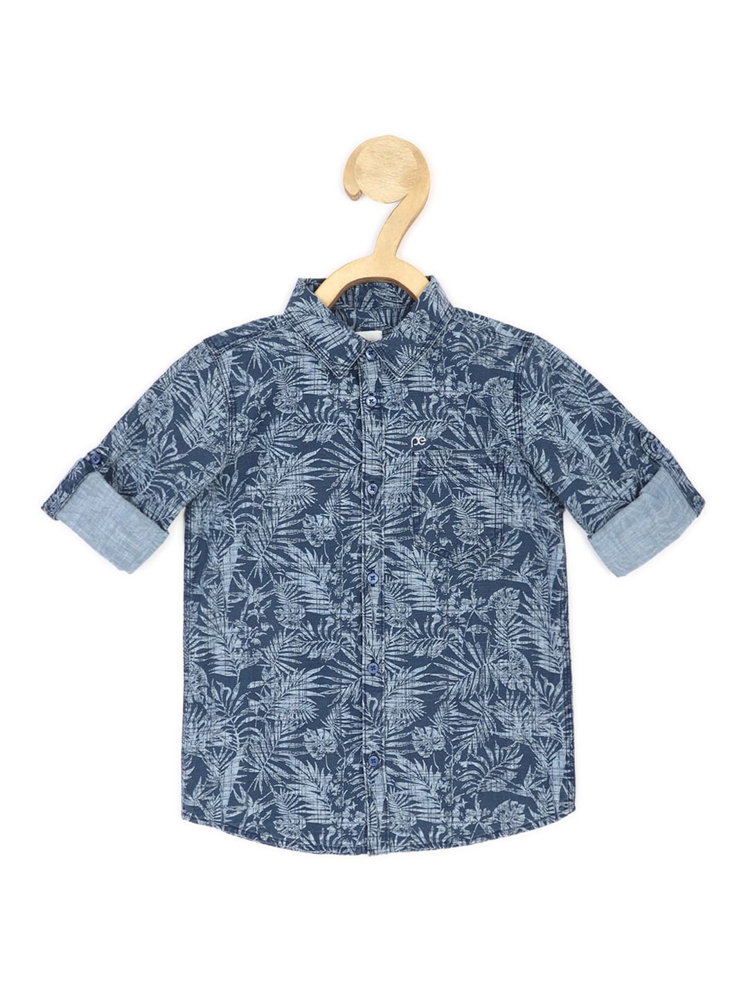 

Peter England Boys Tropical Printed Spread Collar Pure Cotton Casual Shirt, Blue