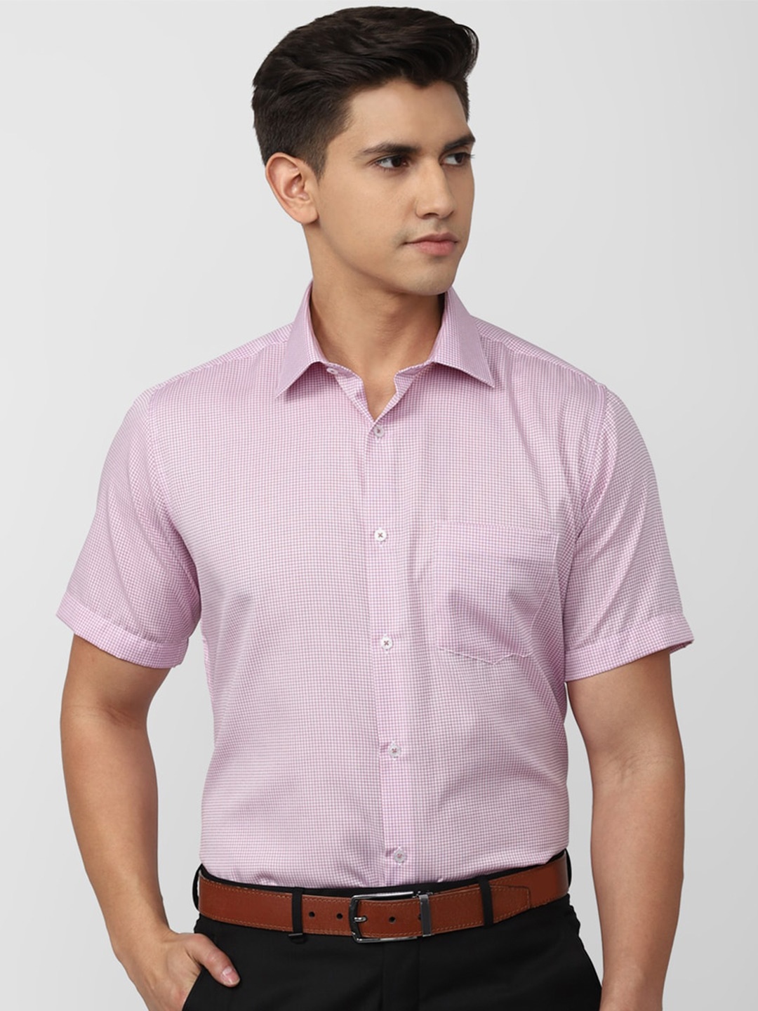 

Van Heusen Micro Checks Checked Pure Cotton Formal Shirt, Pink