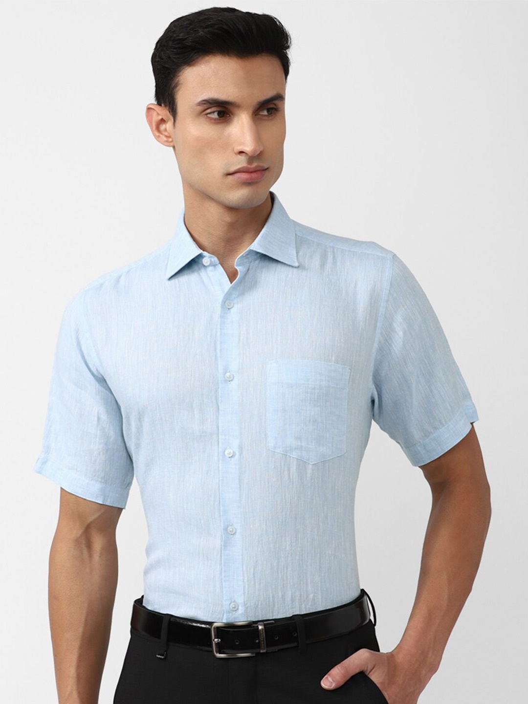 

Van Heusen Opaque Pure Linen Formal Shirt, Blue