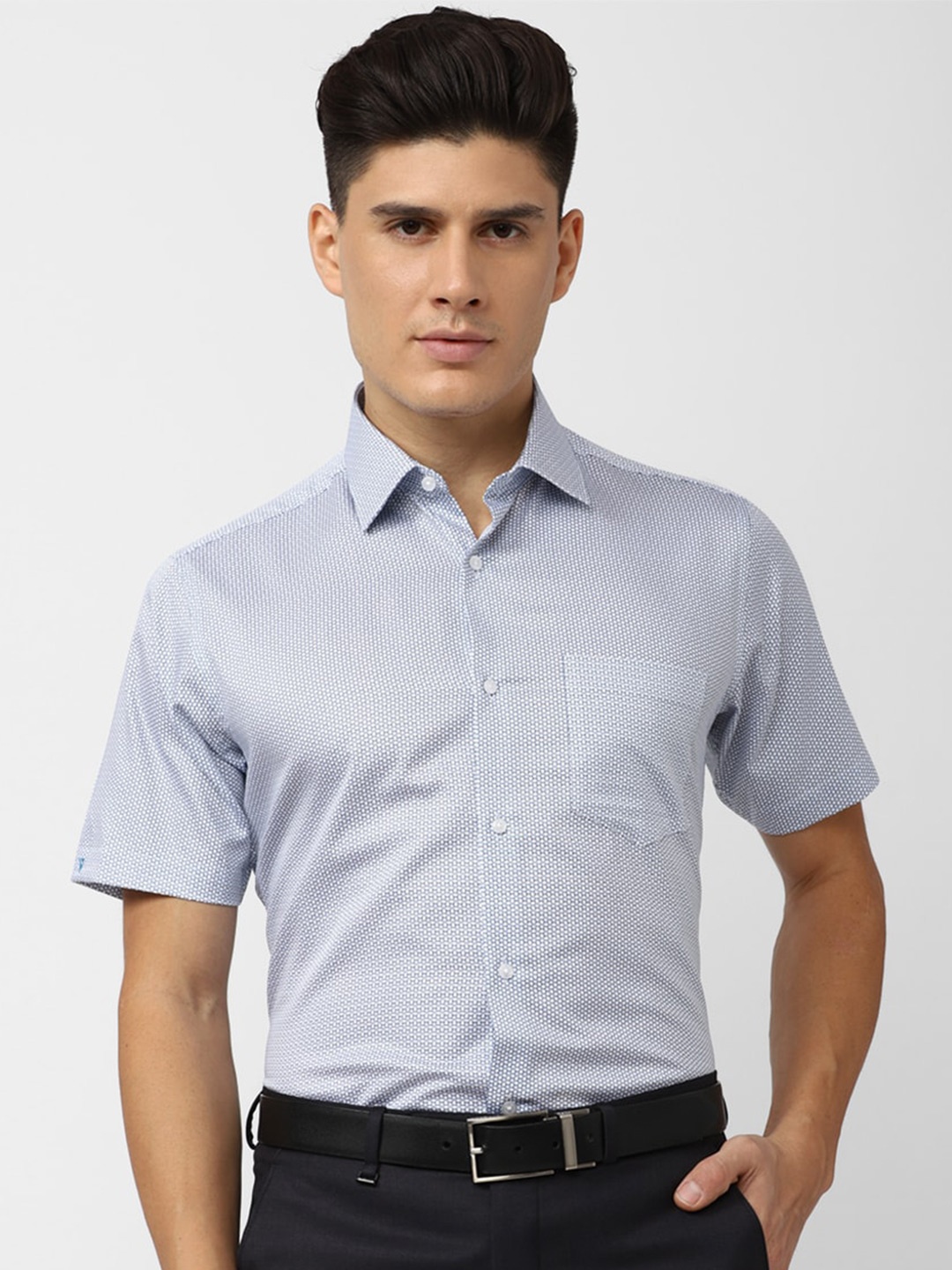 

Van Heusen Micro Ditsy Opaque Printed Pure Cotton Formal Shirt, Blue