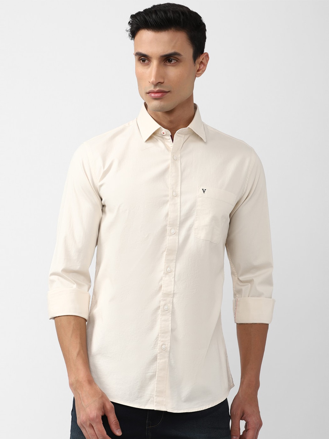 

Van Heusen Sport Slim Fit Opaque Casual Shirt, Cream