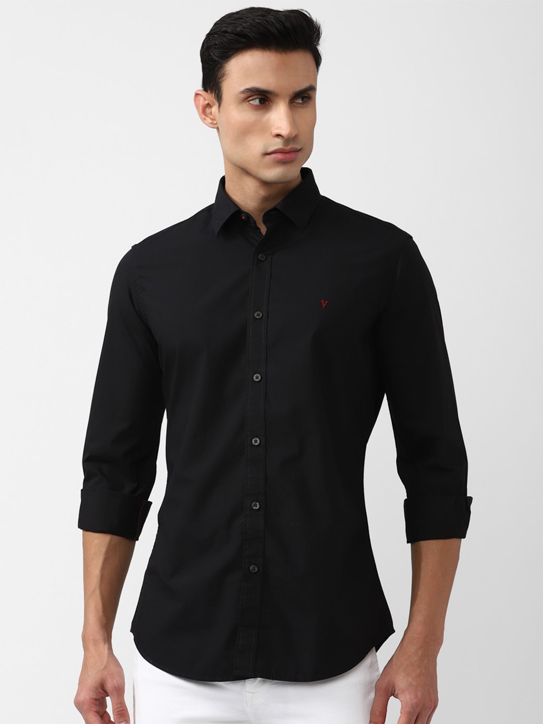 

Van Heusen Sport Plus Size Spread Collar Slim Fit Cotton Casual Shirt, Black