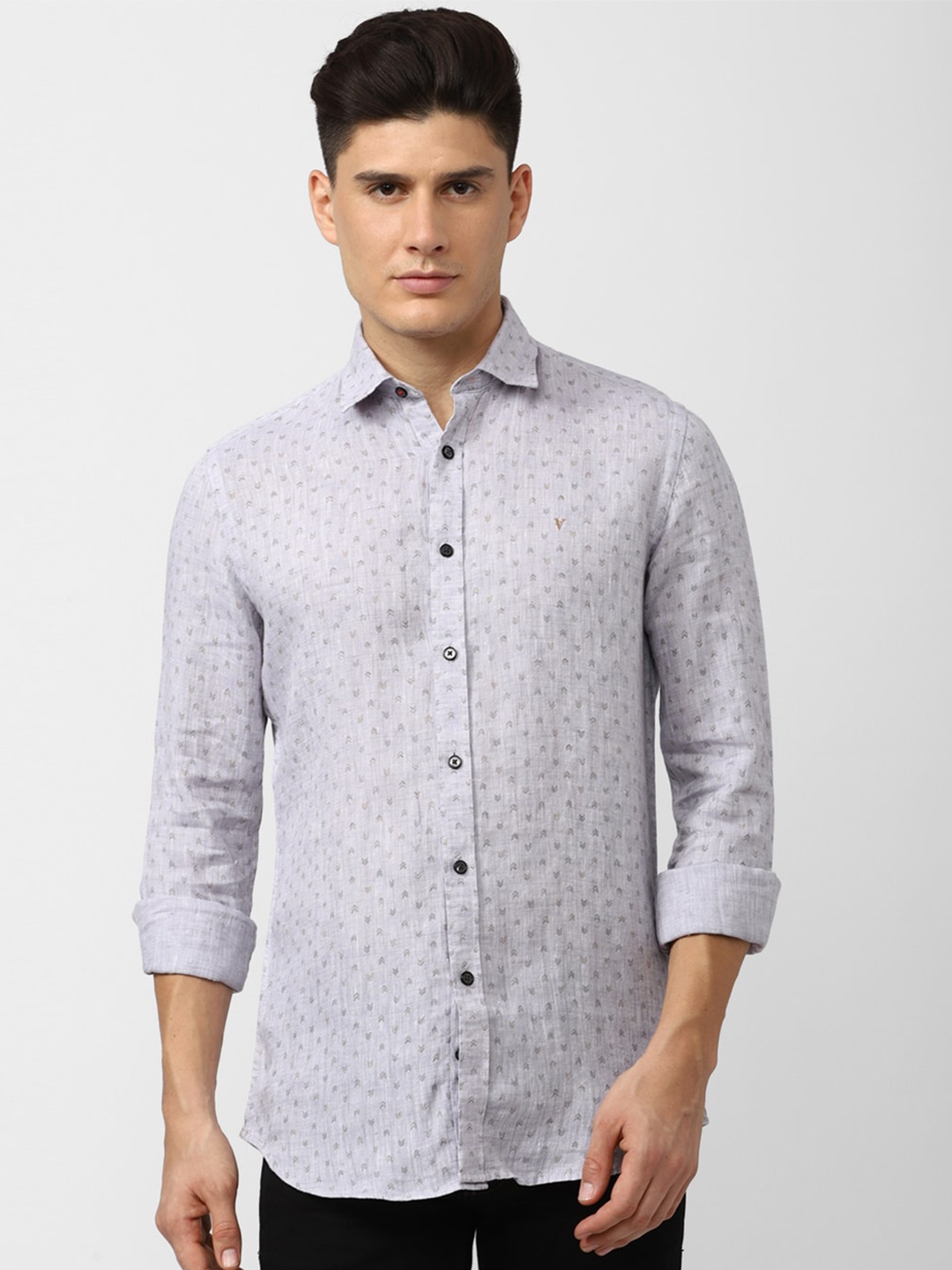 

Van Heusen Sport Printed Slim Fit Pure Linen Casual Shirt, Grey