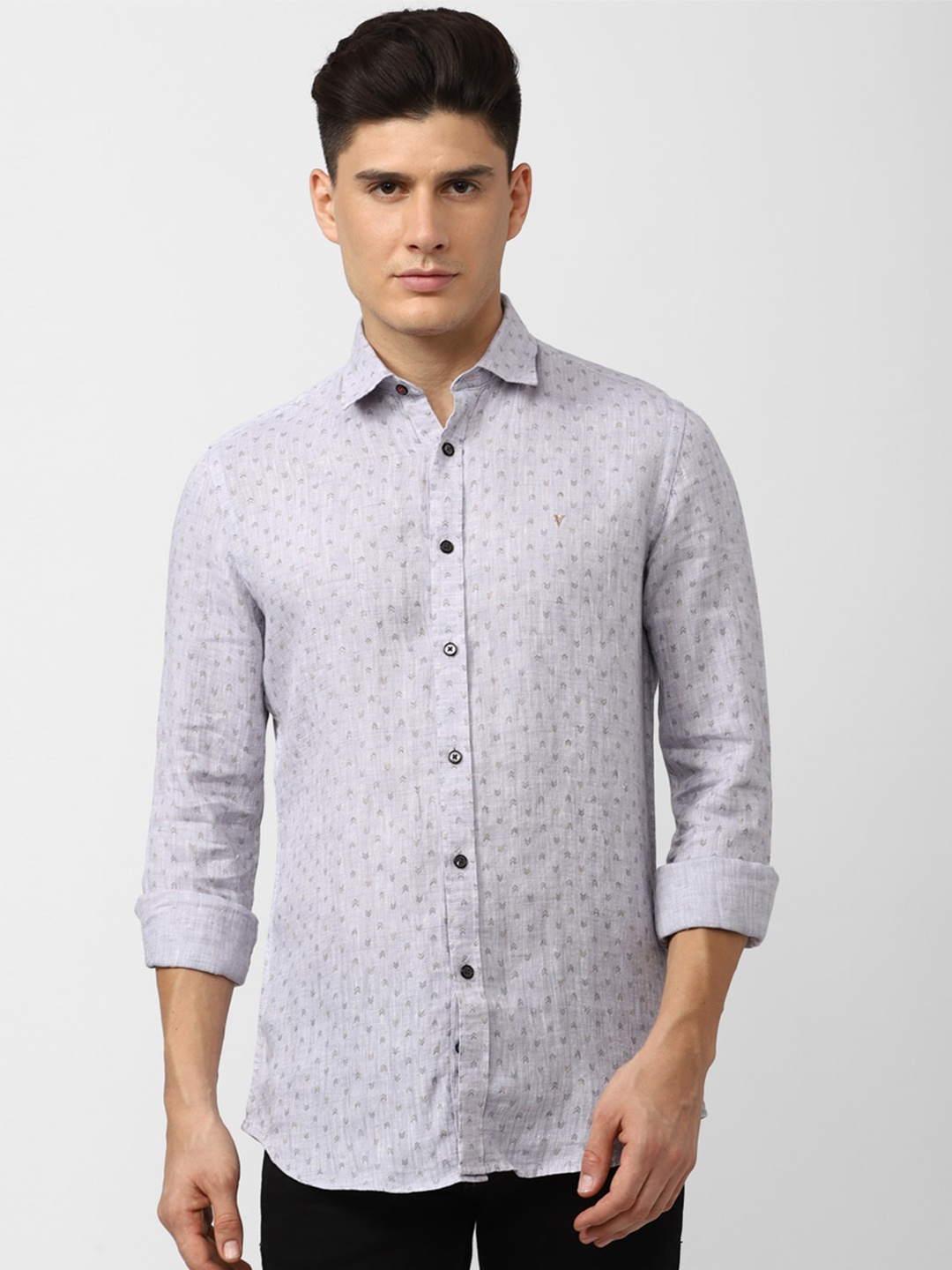 

Van Heusen Sport Slim Fit Micro Ditsy Printed Linen Casual Shirt, Grey