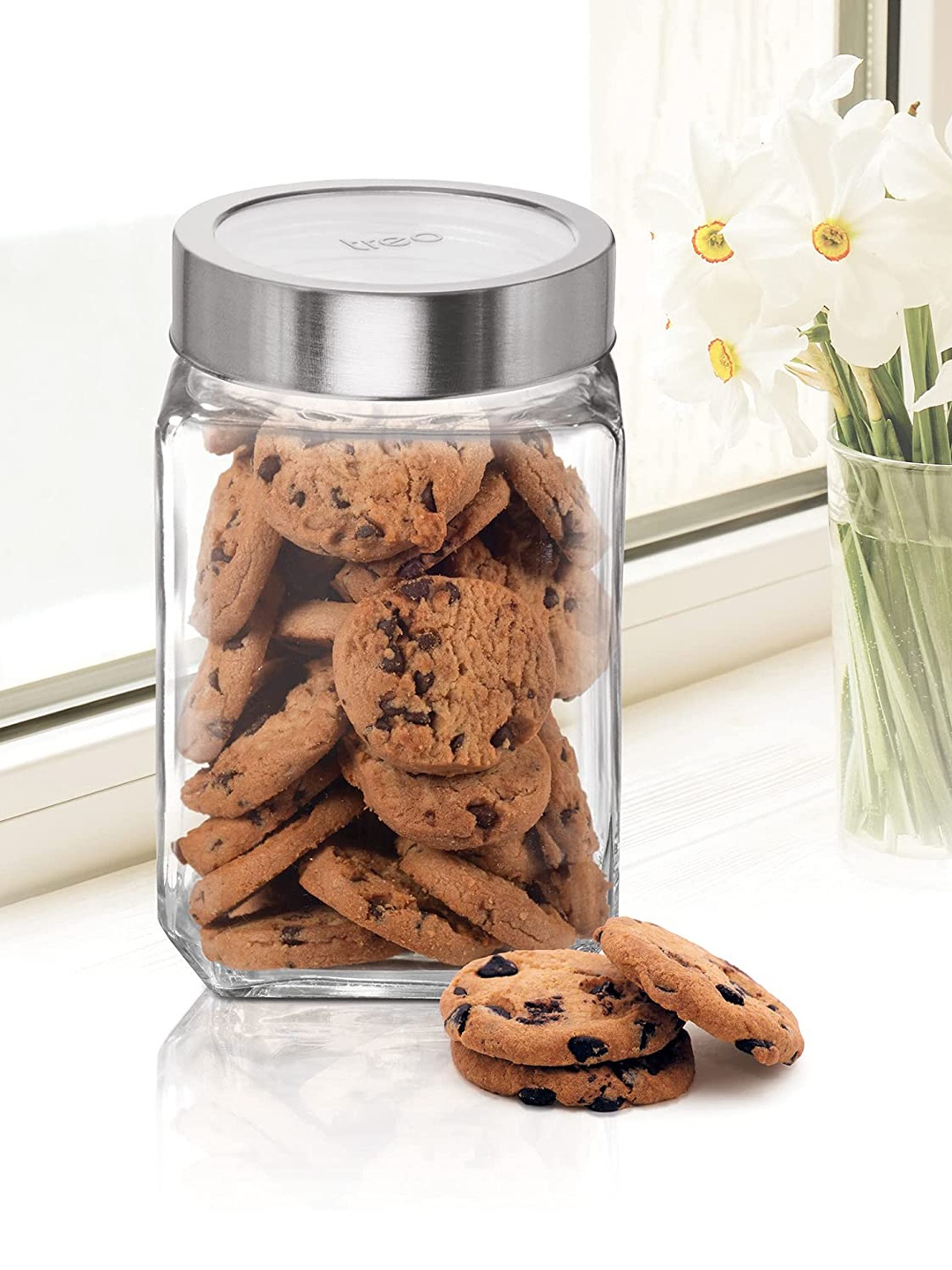 

Treo Cube Storage Glass 2 Pieces Transparent Jar 800 ml Each