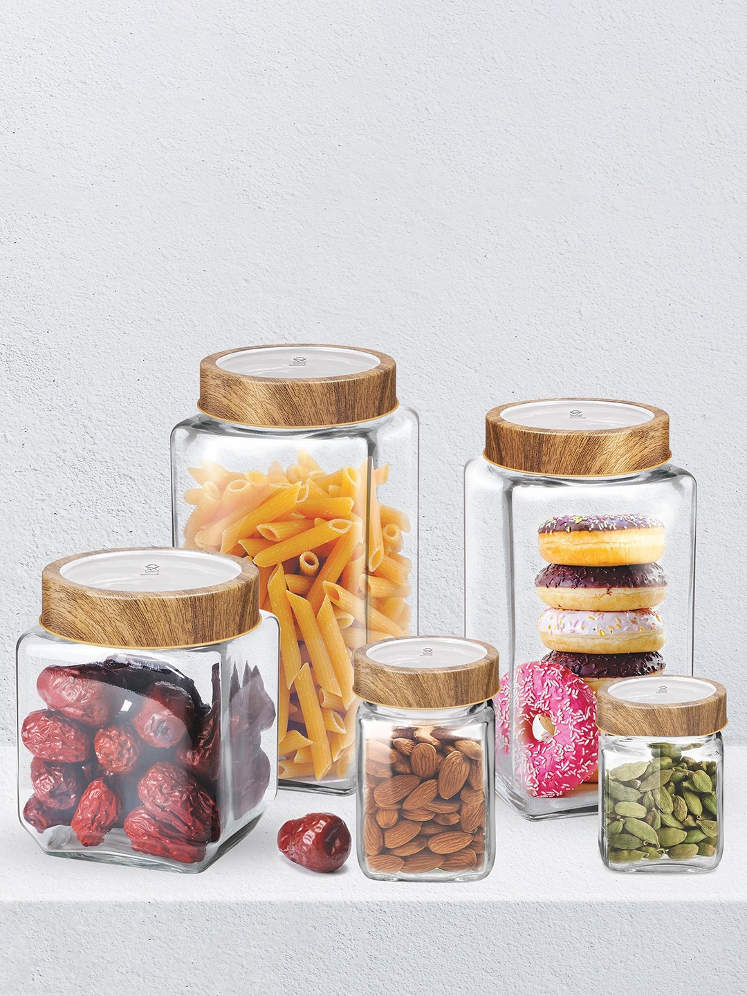 

Treo Woody Cube Glass Transparent Jar 800 ml