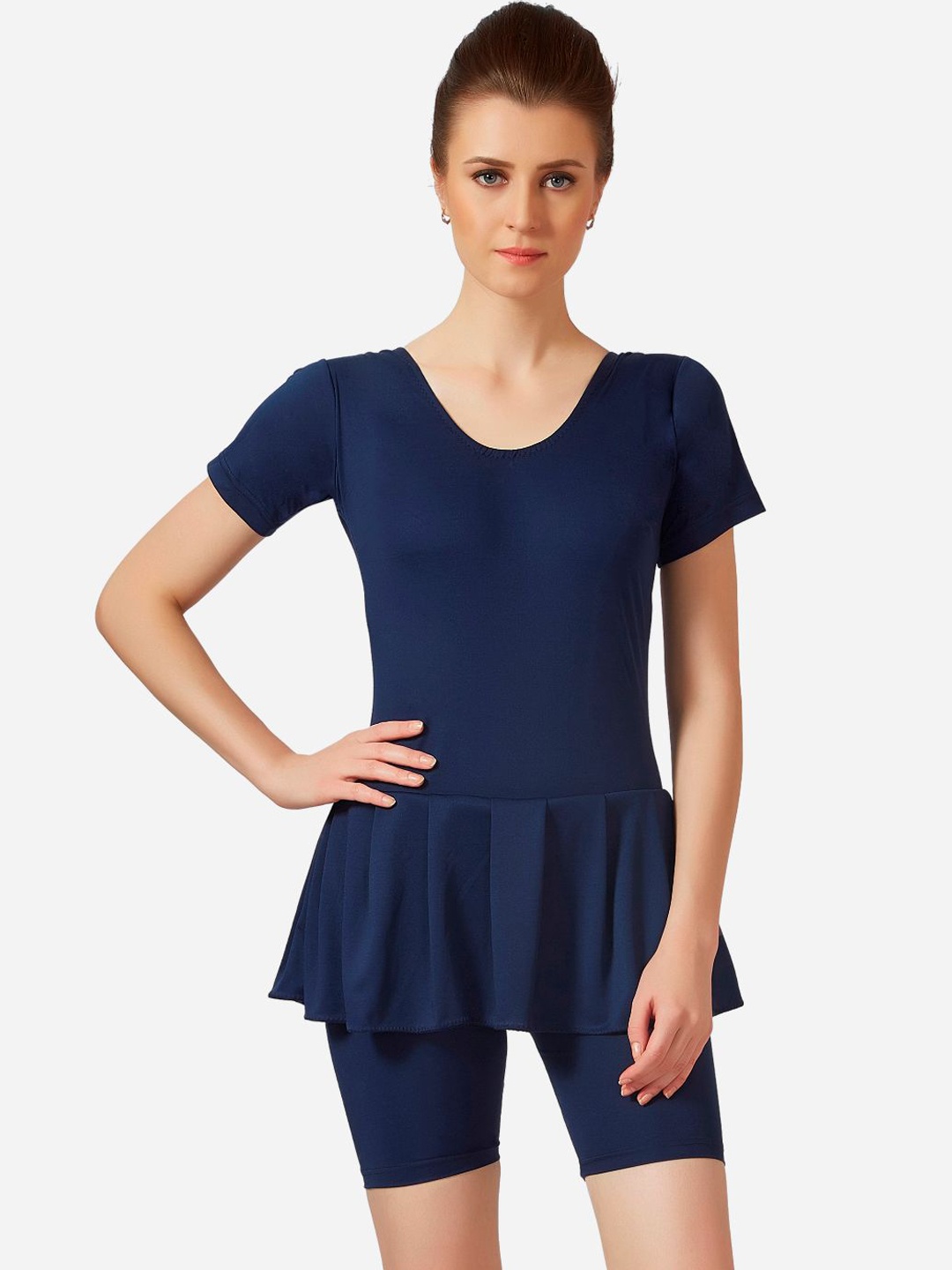 

VELOZ Women Anti-Chafing Swimdress, Navy blue