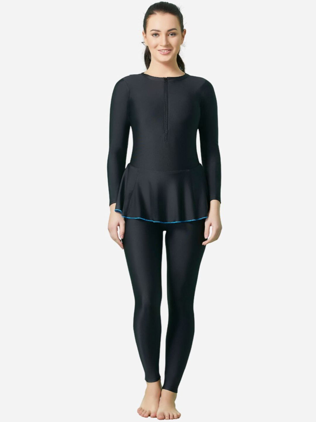 

VELOZ Women Full Length Swimming Dress, Black