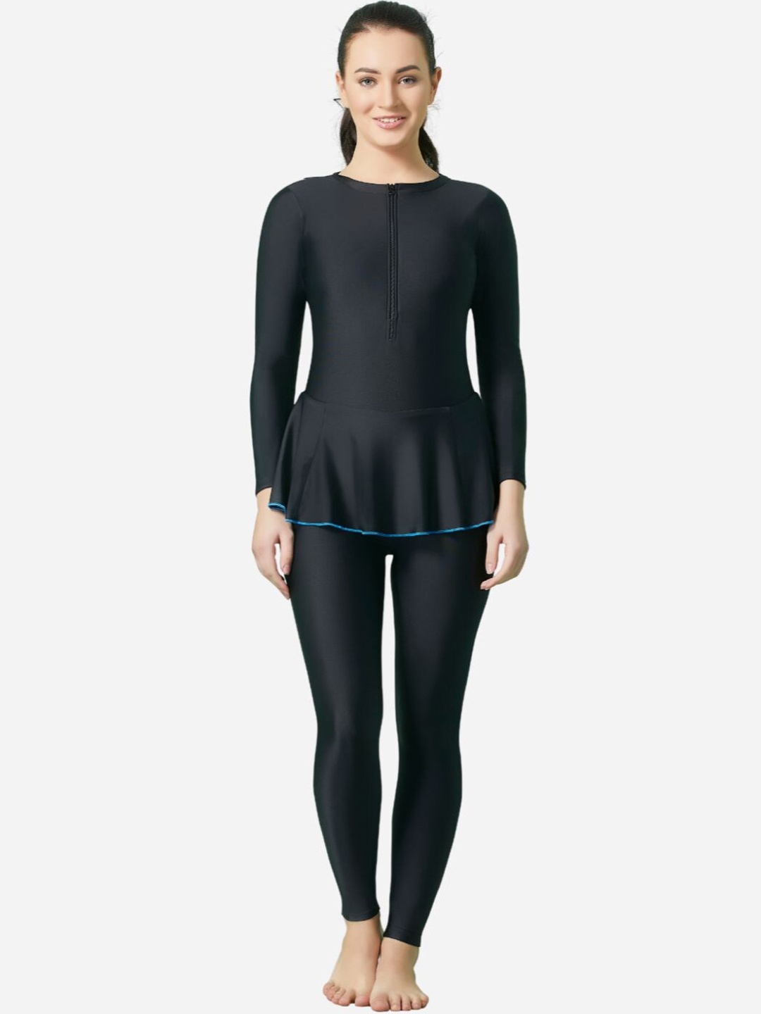 

VELOZ Anti Chafing Full Coverage Swimming Dress, Black