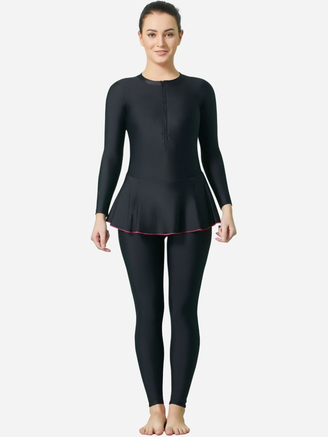 

VELOZ Women Padded Anti Chafing Full Length Legsuit, Black