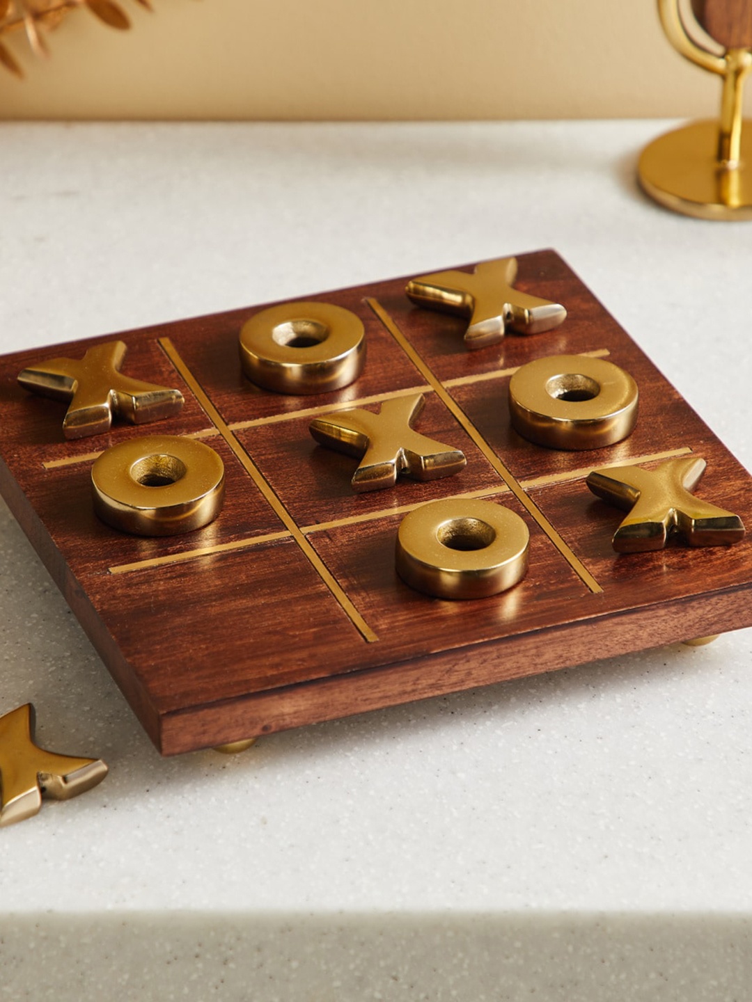 

Home Centre Splendid Dastakari Wooden Tic Tac Toe Game, Brown