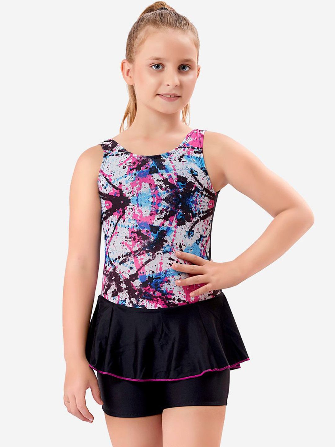 

VELOZ Girls Quick Drying Printed Legsuit, Pink