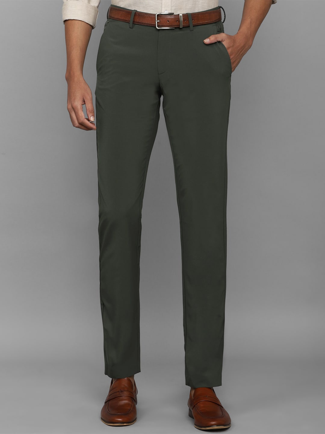 

Allen Solly Men Slim Fit Formal Trousers, Green