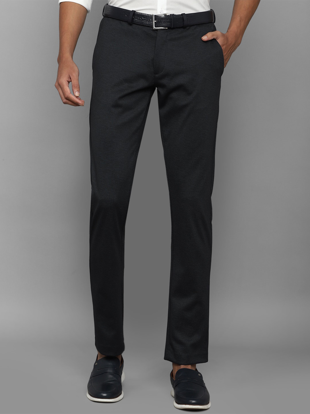 

Allen Solly Men Cotton Mid-Rise Slim Fit Trousers, Black