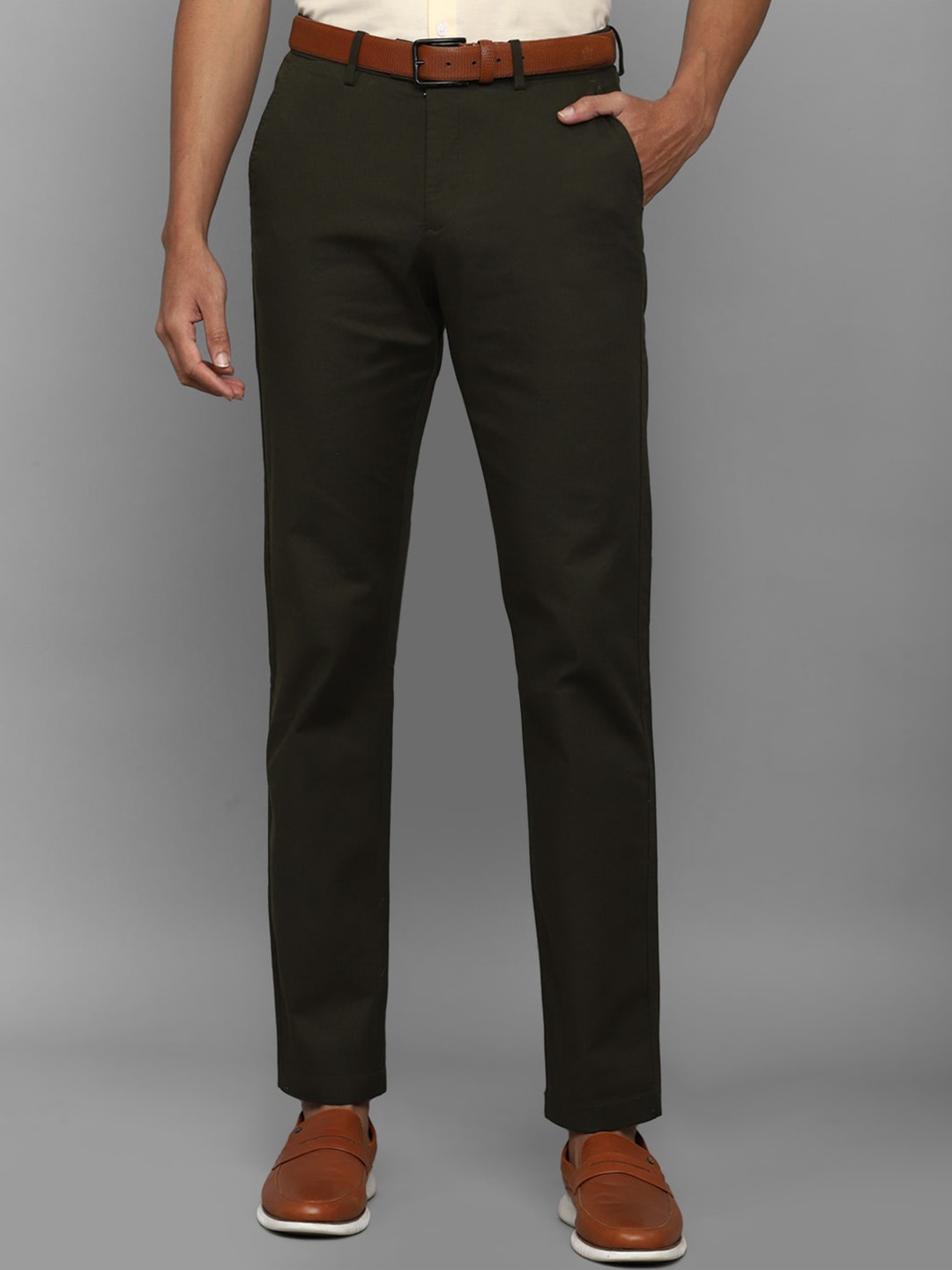 

Allen Solly Men Mid-Rise Trousers, Olive
