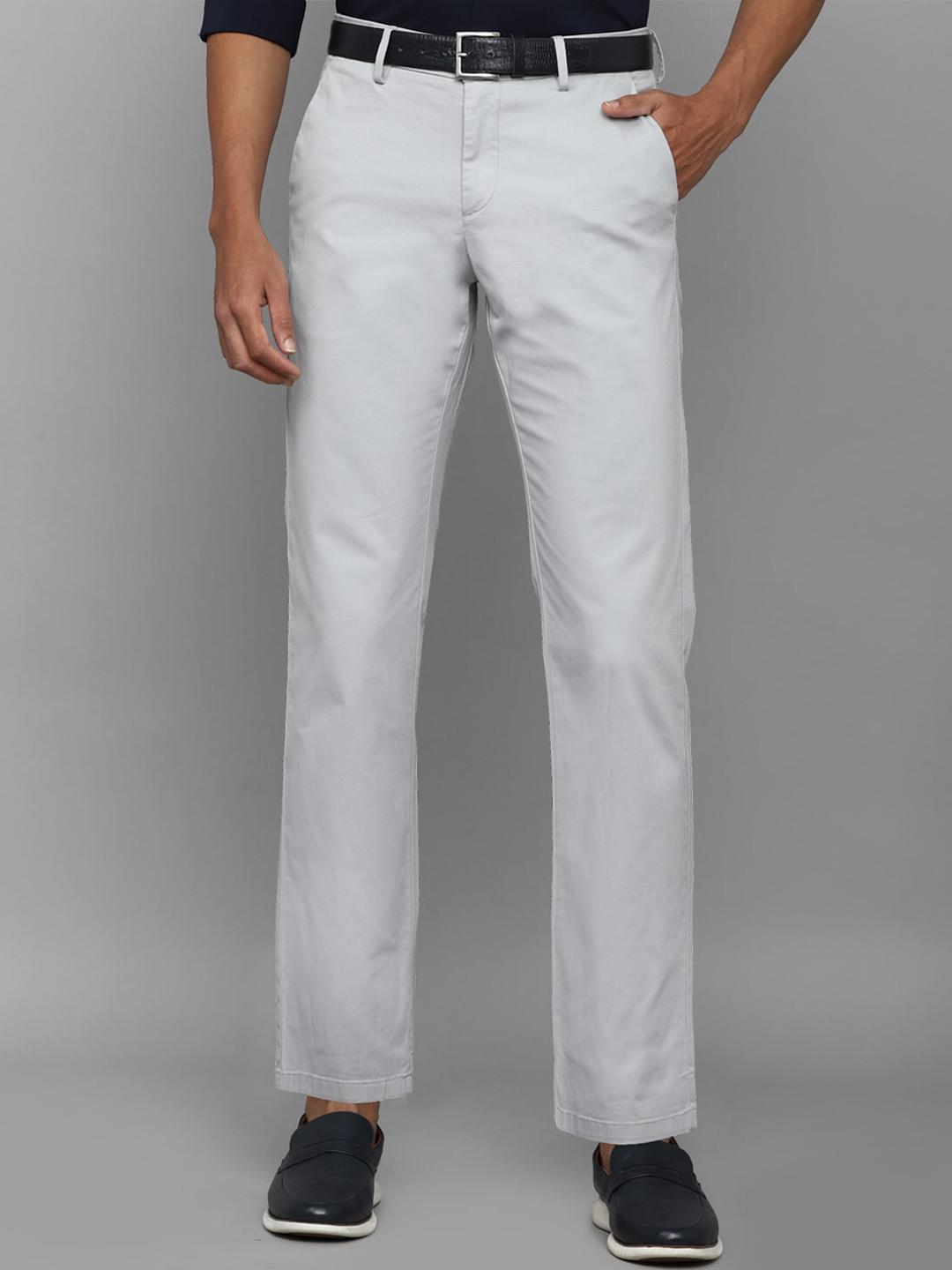 

Allen Solly Men Pure Cotton Mid-Rise Trousers, Grey