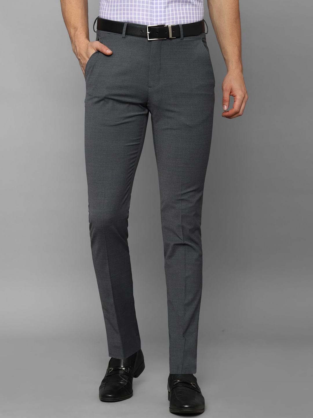 

Louis Philippe Men Slim Fit Mid-Rise Formal Trousers, Grey