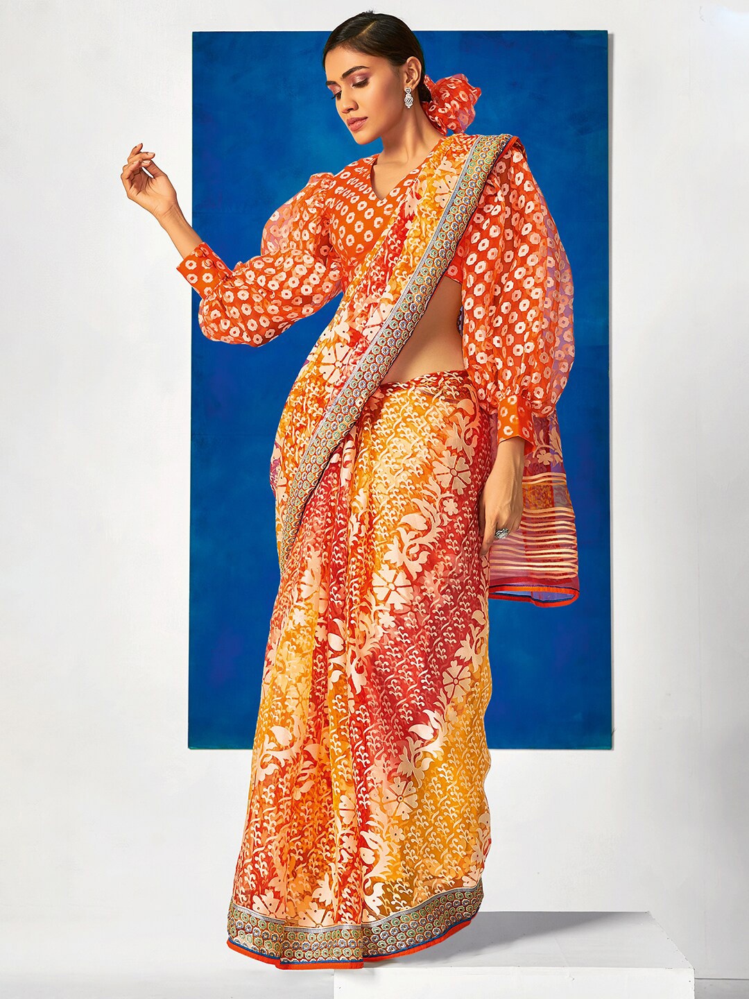

Anouk Ethnic Printed Brasso Saree, Yellow