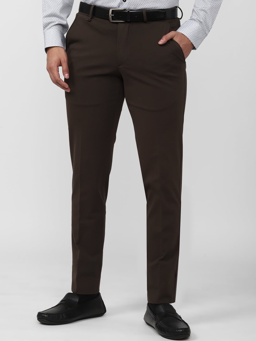

Van Heusen Men Cotton Mid-Rise Slim Fit Formal Trousers, Brown
