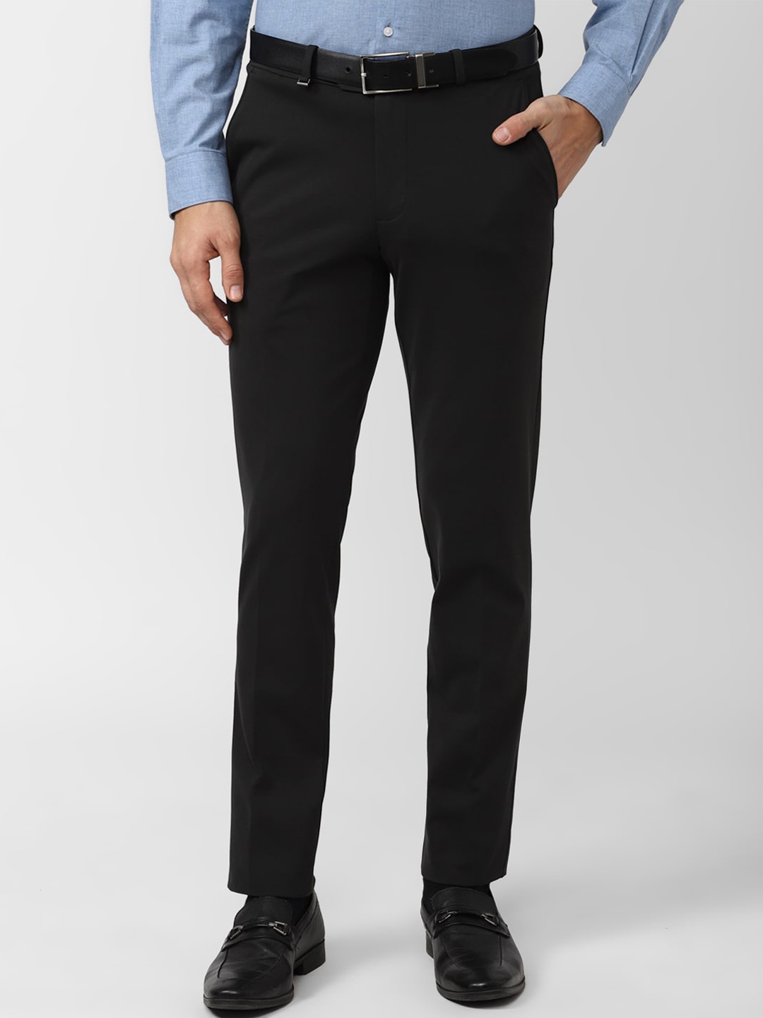 

Van Heusen Men Mid-Rise Slim Fit Formal Trousers, Black