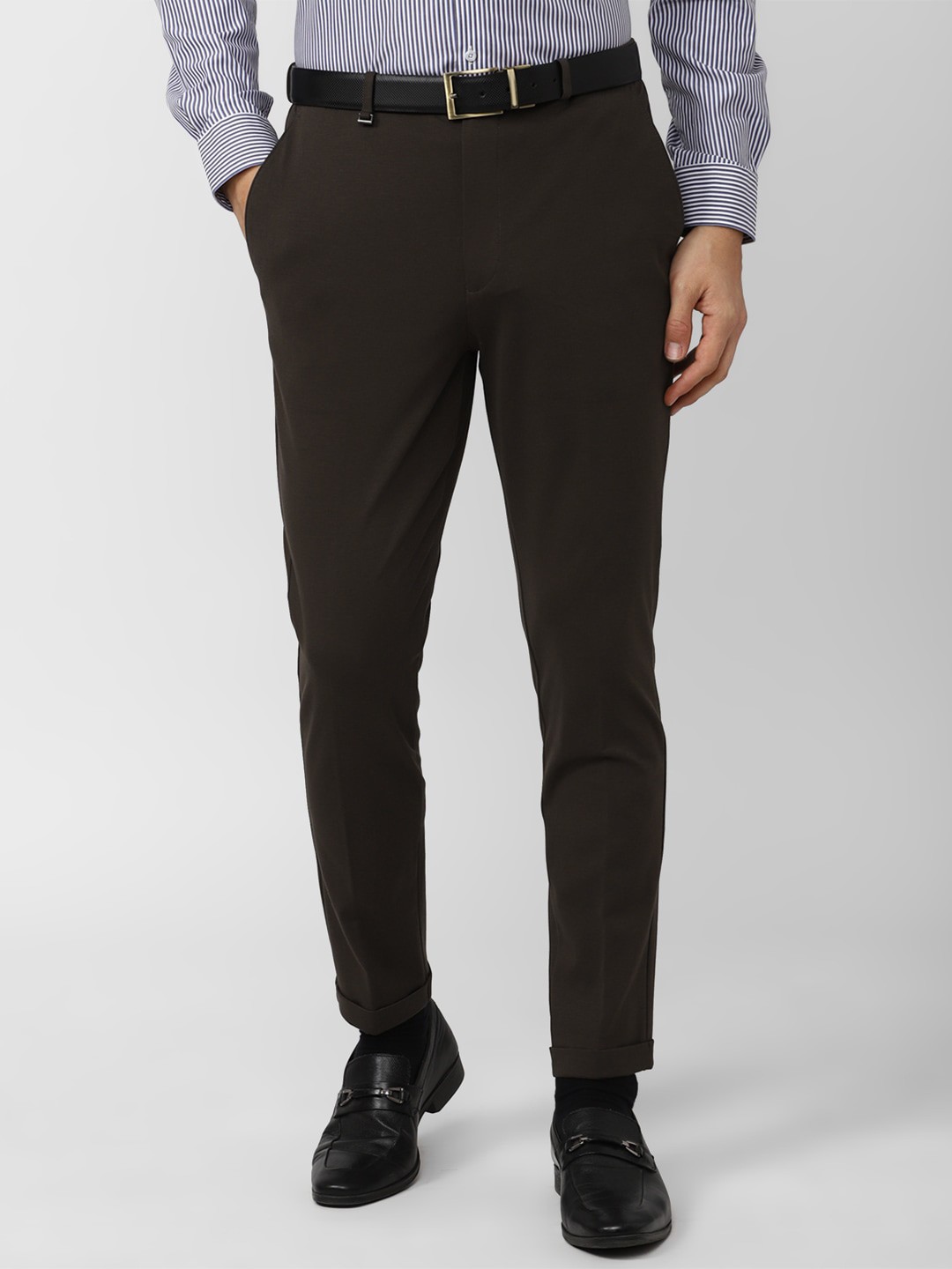 

Van Heusen Men Mid-Rise Slim Fit Trousers, Brown
