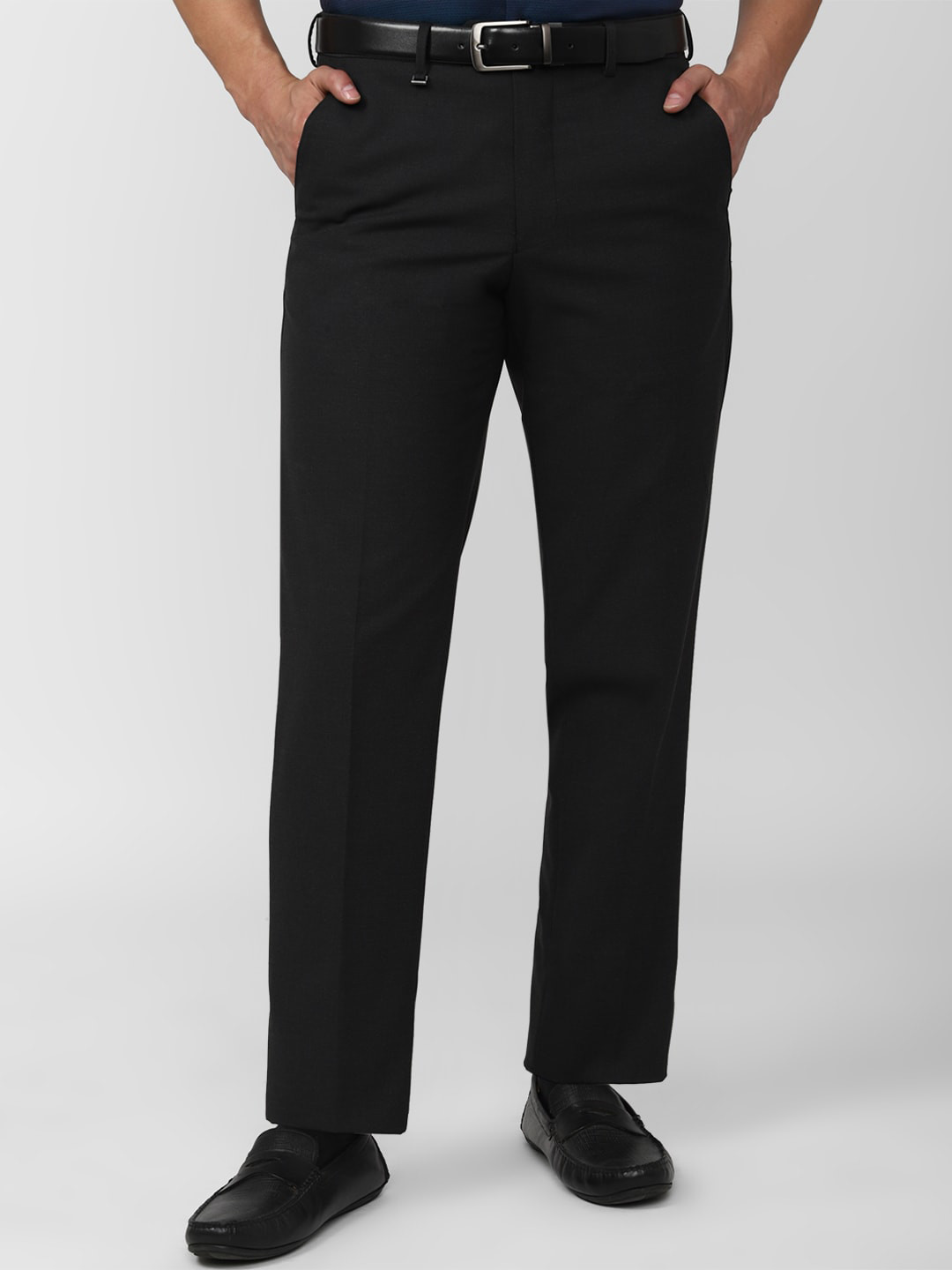 

Van Heusen Men Mid-Rise Formal Trousers, Black