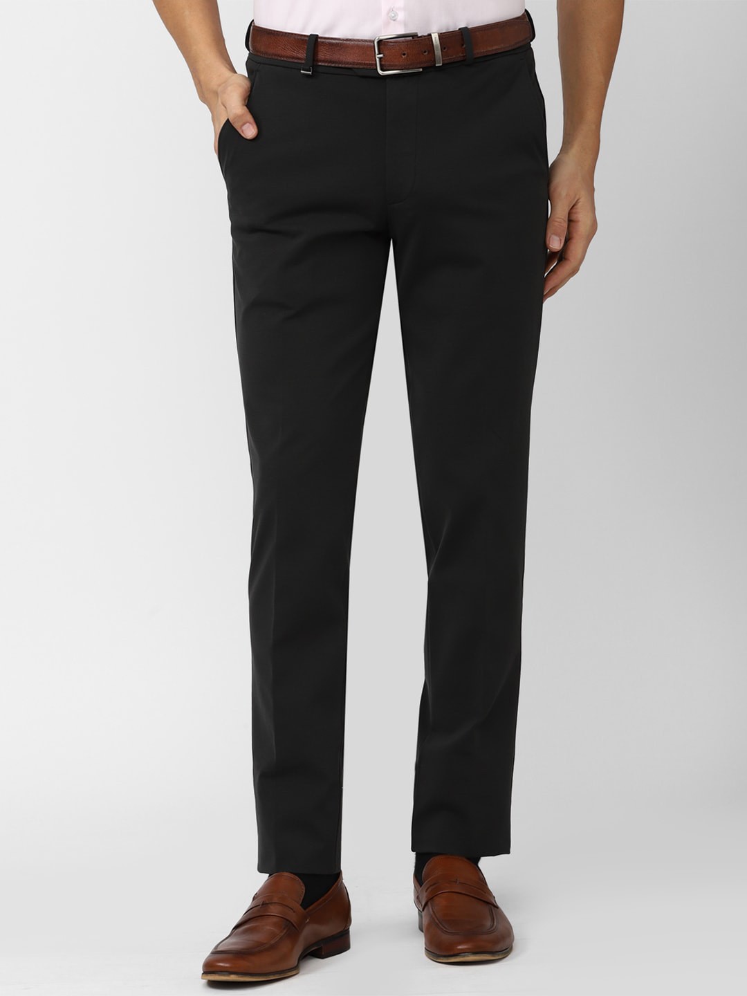 

Van Heusen Men Slim Fit Formal Trousers, Black