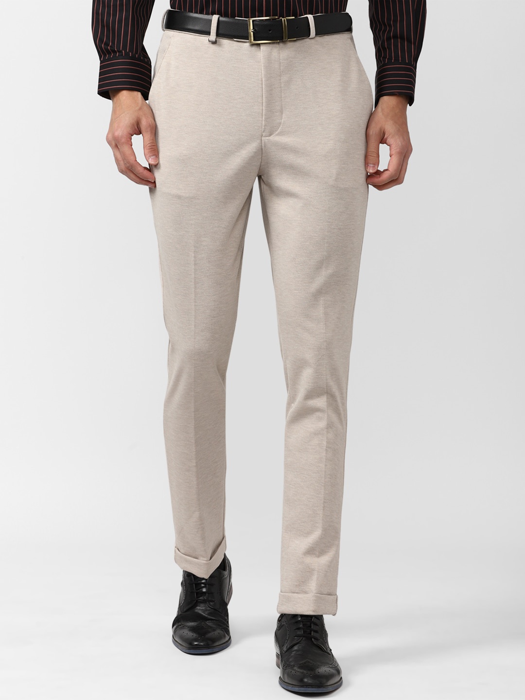 

Van Heusen Men Slim Fit Formal Trousers, Cream