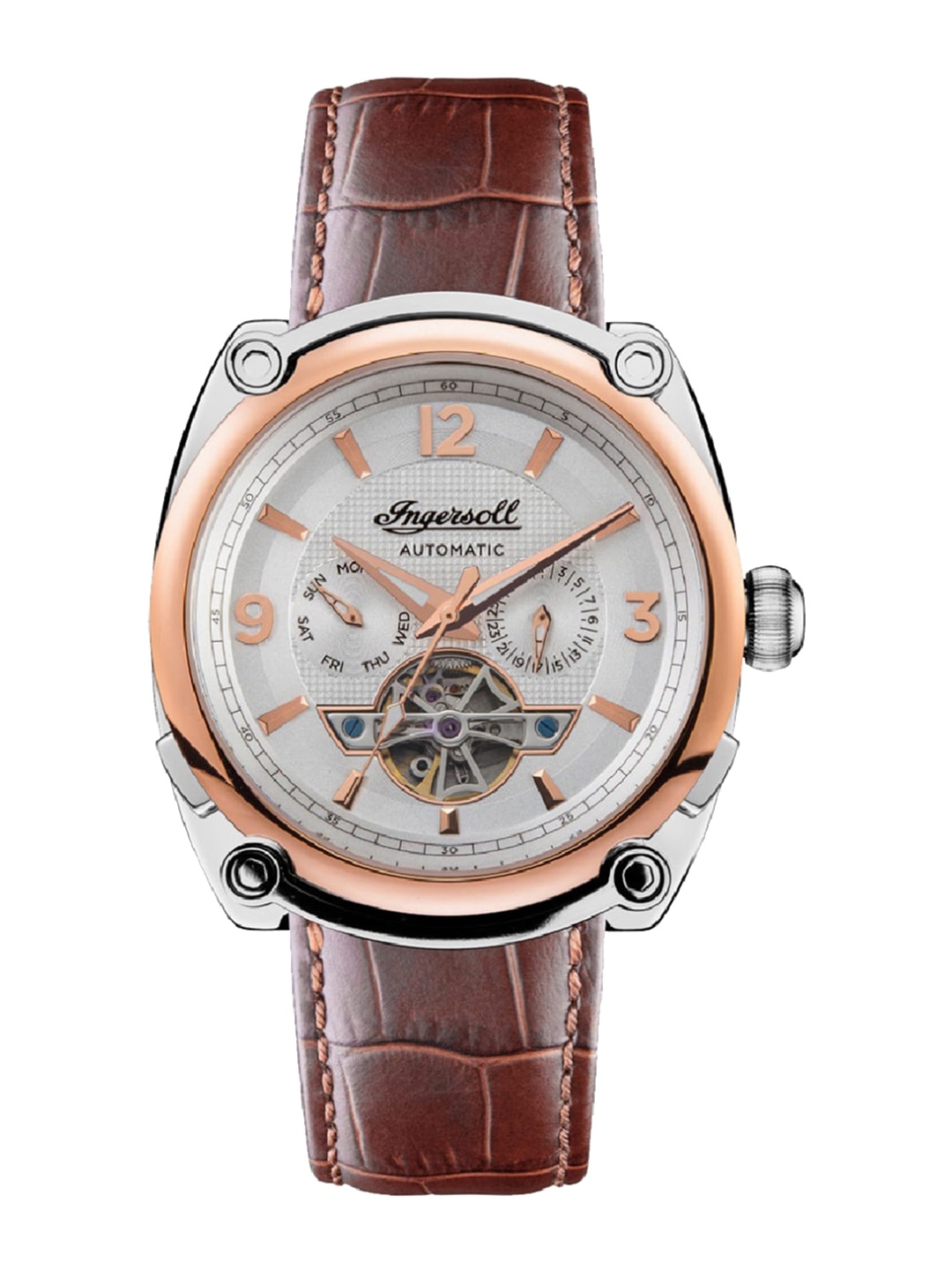 

Ingersoll The Michigan Men Leather Straps Analogue Multi Function Automatic Watch I01103B, White