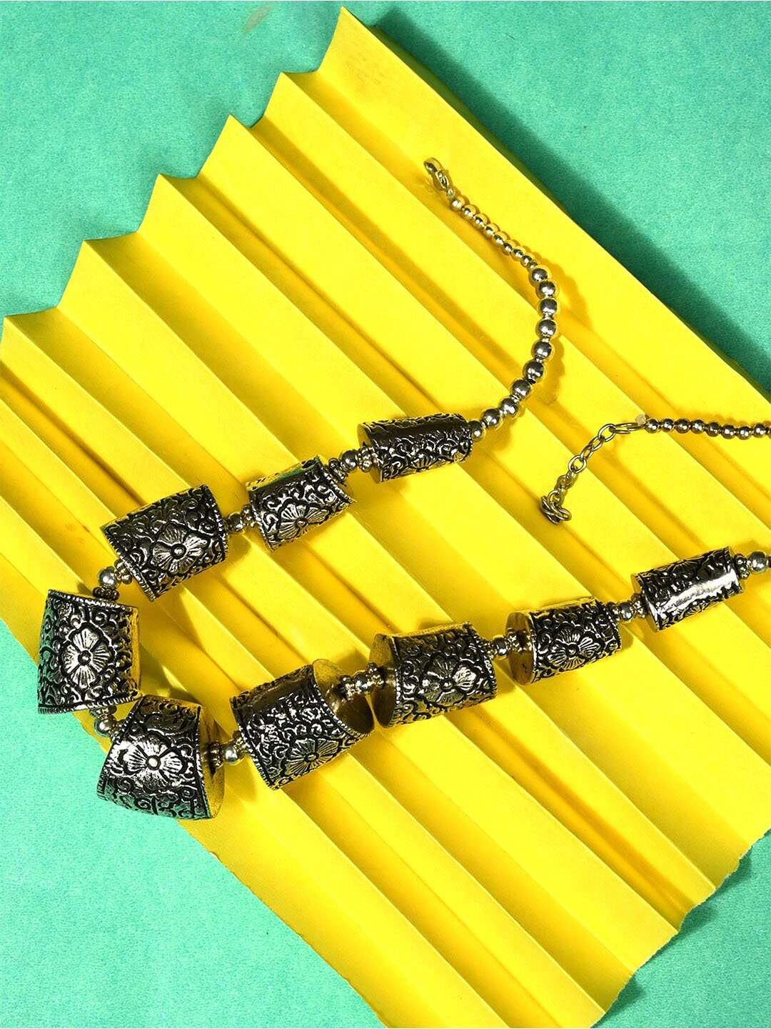

Bamboo Tree Jewels Alloy Artificial Beads Necklace, Silver
