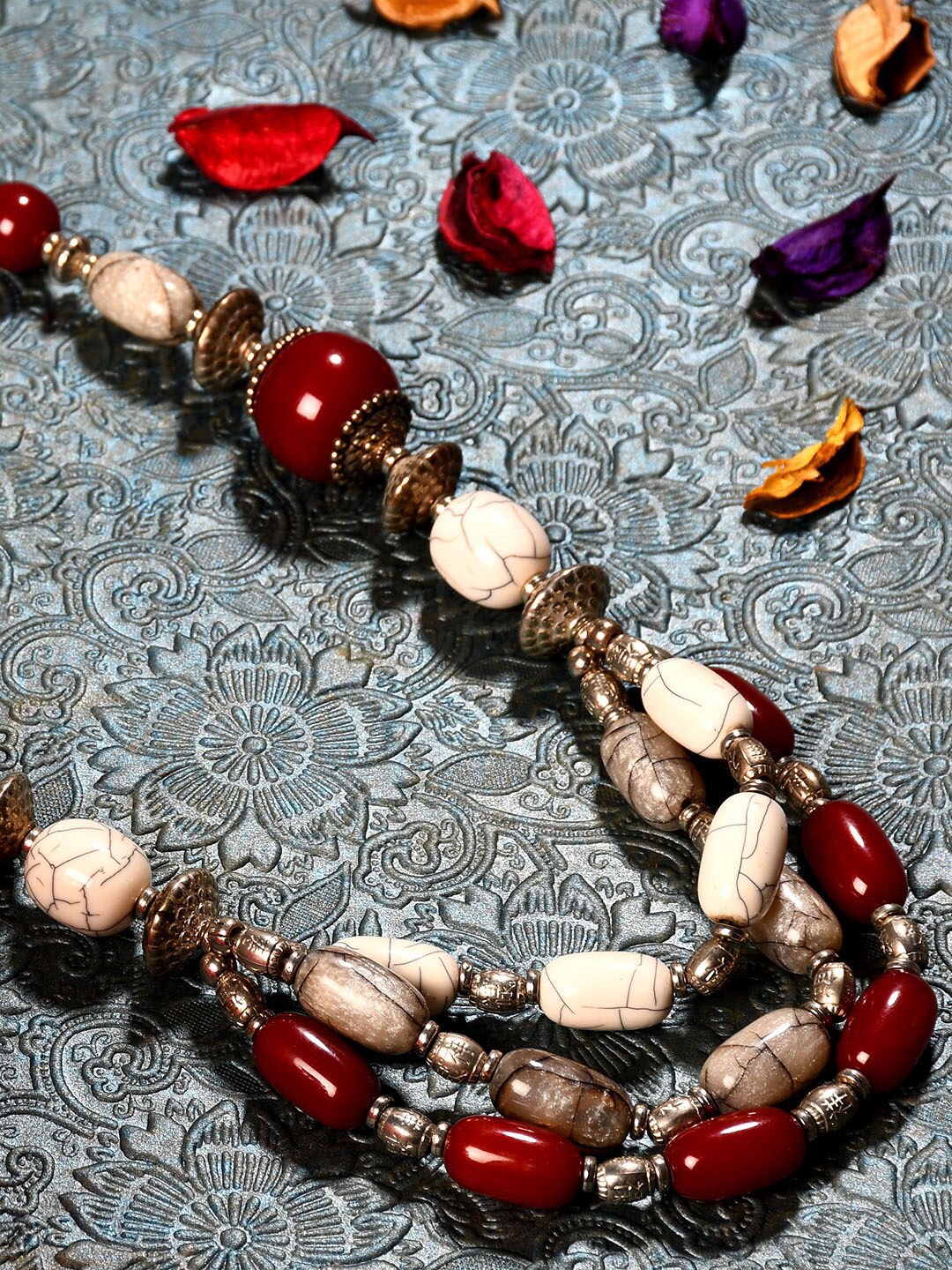 

Bamboo Tree Jewels Alloy Artificial Beads Necklace, Maroon