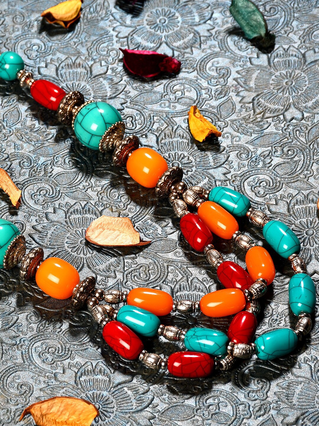 

Bamboo Tree Jewels Alloy Artificial Beads Necklace, Orange